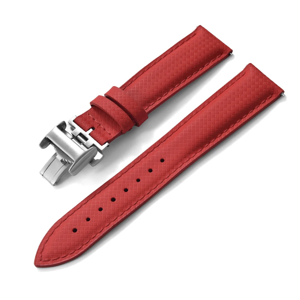 New Design 18mm 19mm 20mm 22mm Sailcloth Strap FKM TOP+Leather Base Rubber Watch Bands Perfectly Matched With Any Brand of Watch