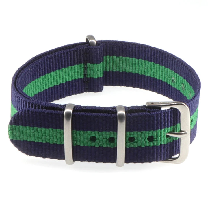 Striped Nylon Watch Strap with Silver Buckle (16-22mm)