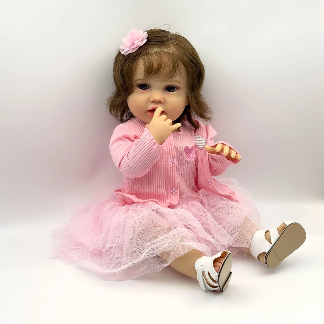 Lottie 22 Inch Princess Girl Full Body Reborn Baby Toddler Doll Lifelike Newborn 3D Skin Art Doll with Hand-Rooted Hair