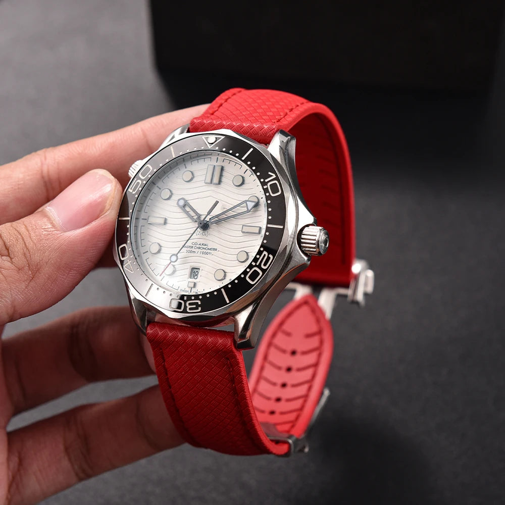 NATOBELT New Design FKM Rubber Watch Strap 20mm 22mm Folding Pin Buckle Quick Release For Omega X Swatch MoonSwatch Seiko