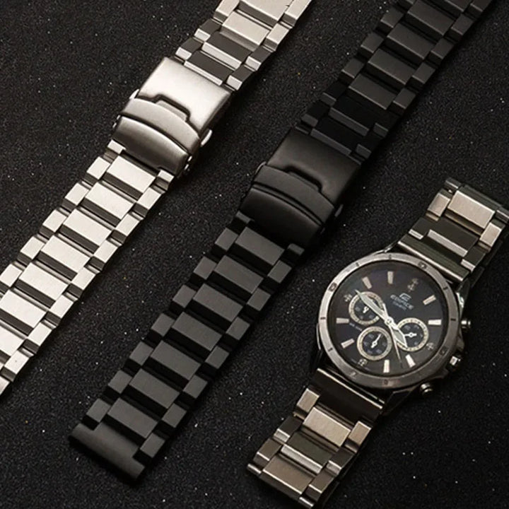 Stainless Steel Metal Watch Strap with Luxury Buckle (18–25mm)
