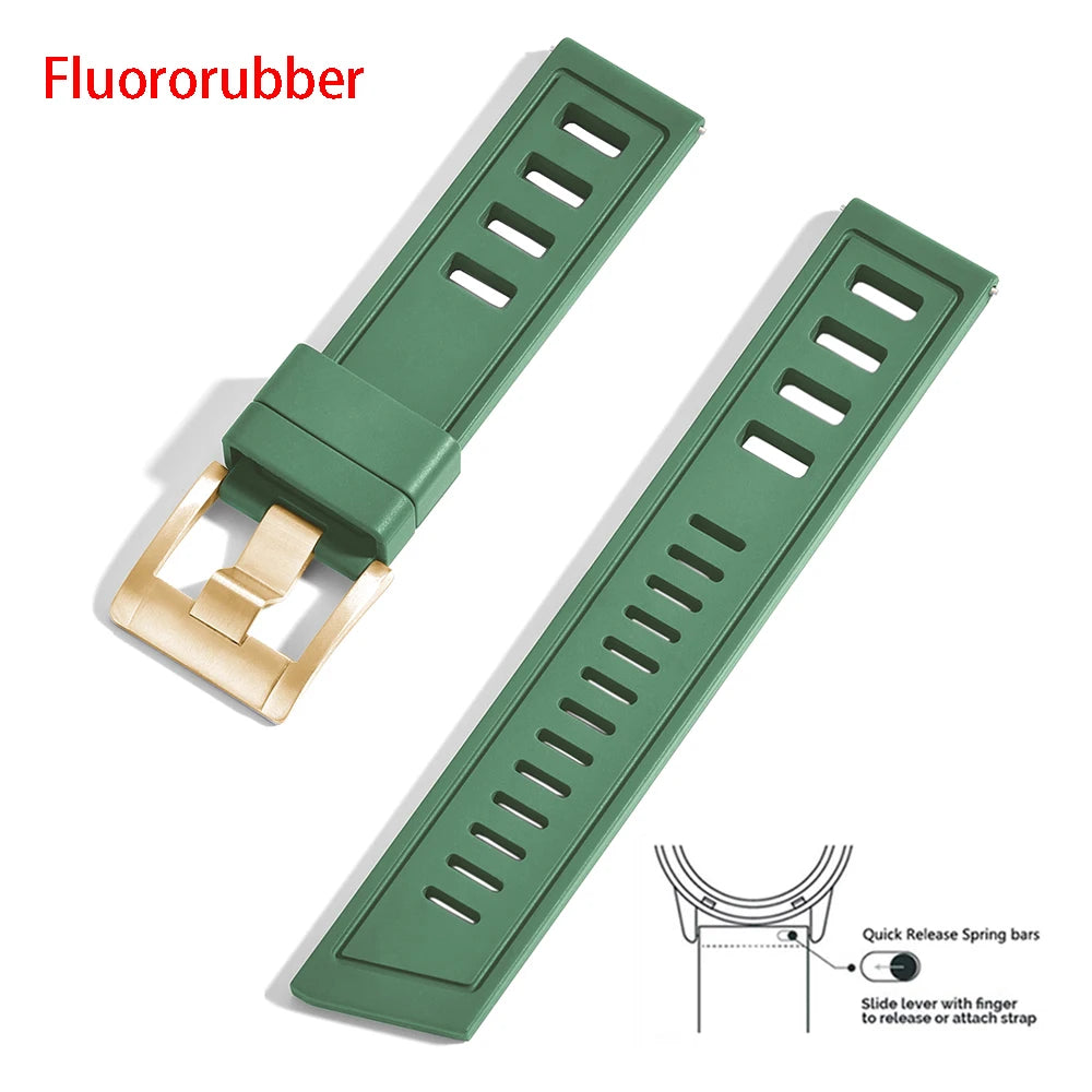 New Design SOFO Fluororubber FKM Watch Strap 20mm 22mm Waterproof Quick Release Watchbands For Each Brand Diving Watches