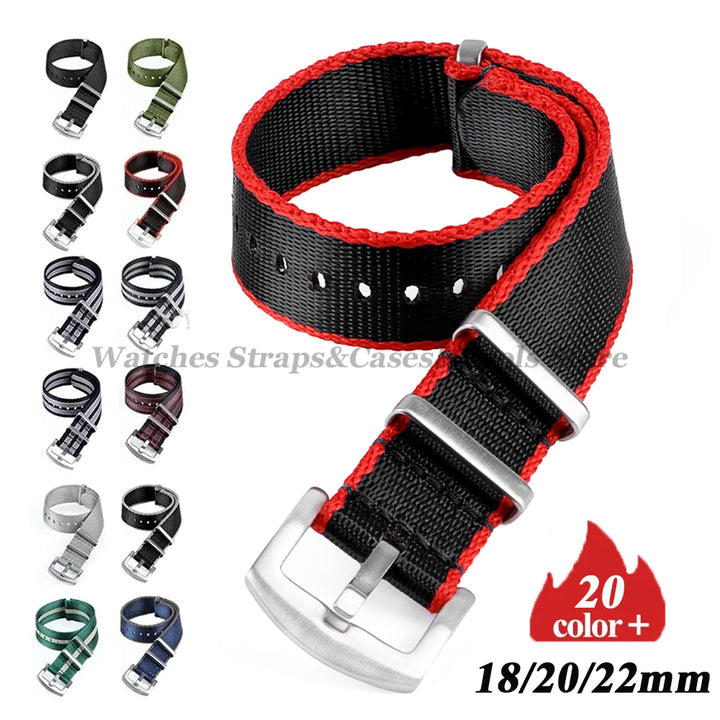18mm 20mm 22mm Soft Nylon Watchband Bracelet Army Military Men Sport Strap for Omega 007 for Seamaster 300 Replacement Wristband