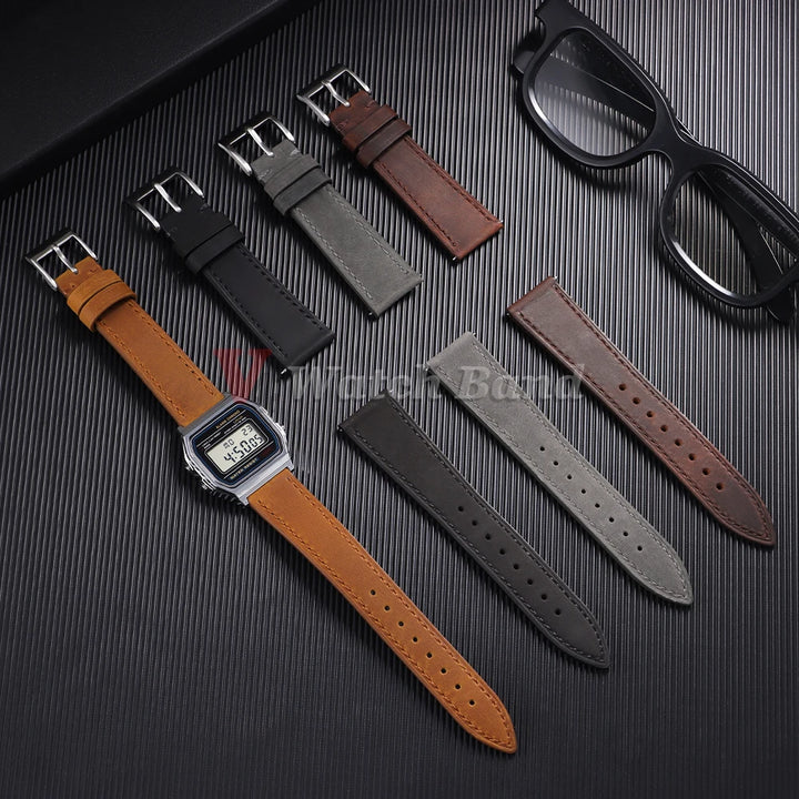 Cowhide Genuine Watch Band 18mm for F91W Mod Kit for F-91W W-800H SGW400 F84 F105/108 A158/168 AE1200/1300 Wrist Strap Bracelets