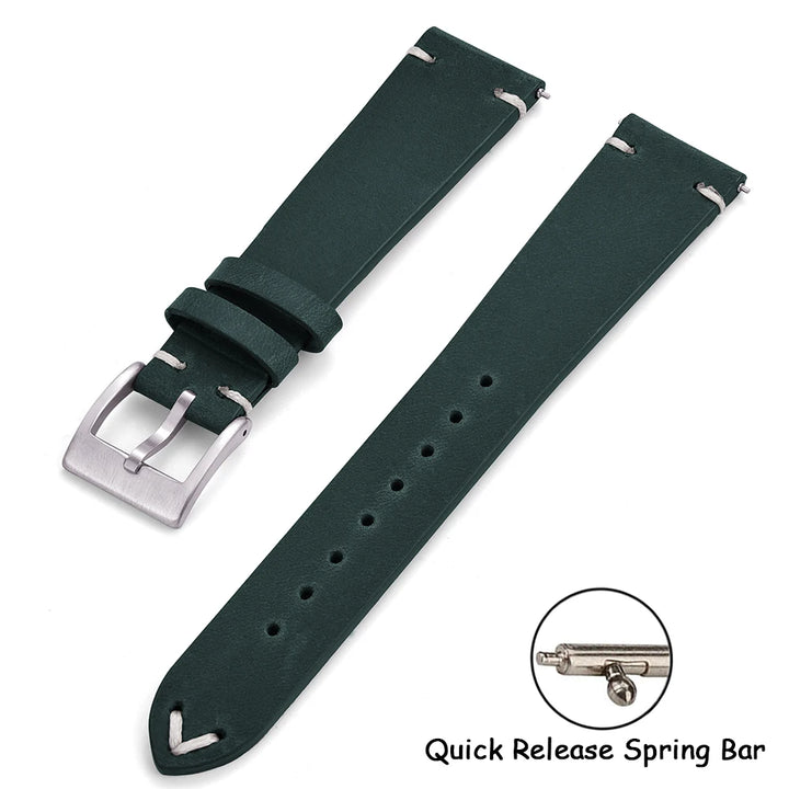 Crazy Horse Vintage Leather Quick-Release Watch Strap (18-22mm)