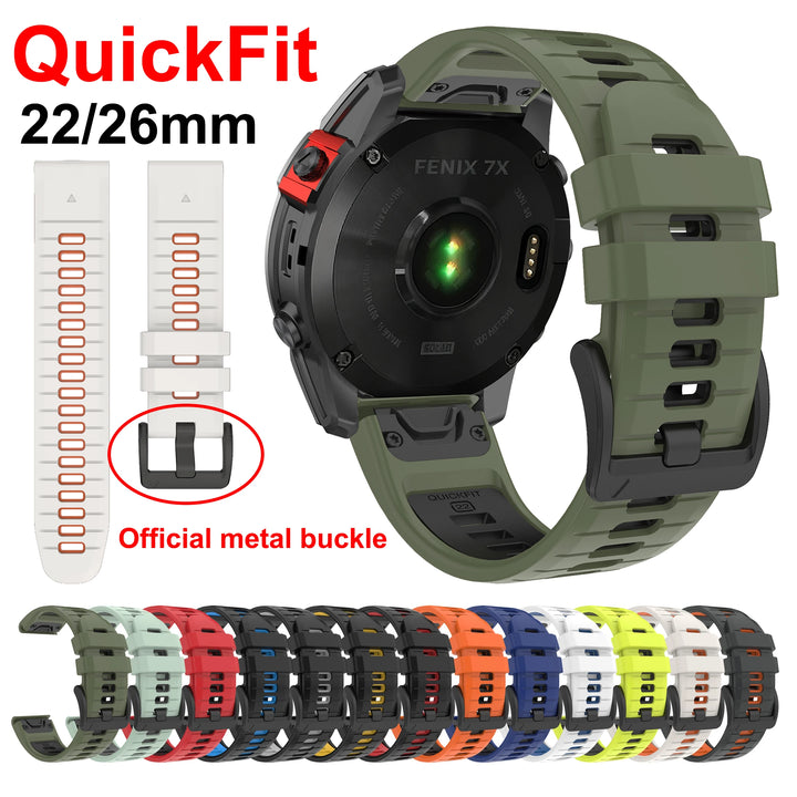 QuickFit Silicone Strap for Garmin Fenix, Epix & Enduro (22-26mm)