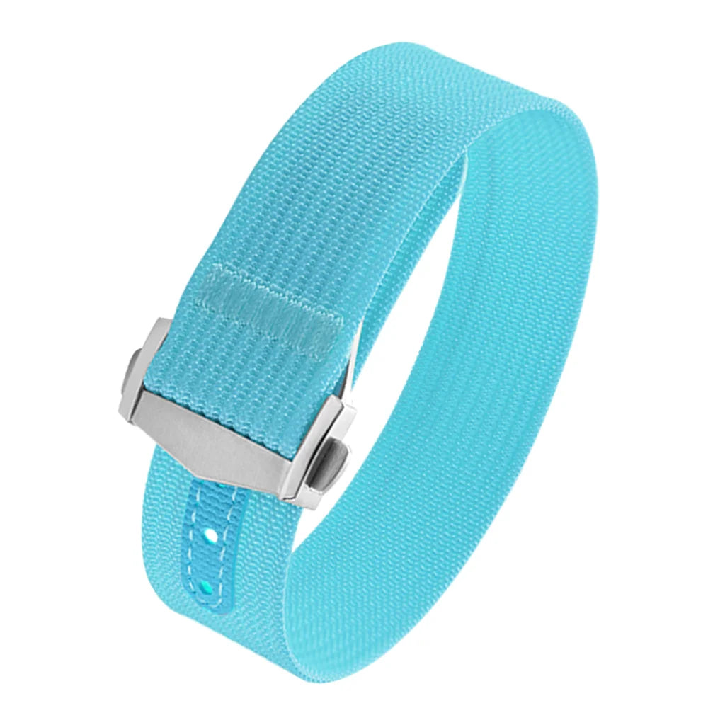 JUELONG Canvas Sailcloth Watch Strap 18mm 20mm 22mm Rubber Hole Sport Waterproof Folding Buckle Watchband For Omega Swatch Moon