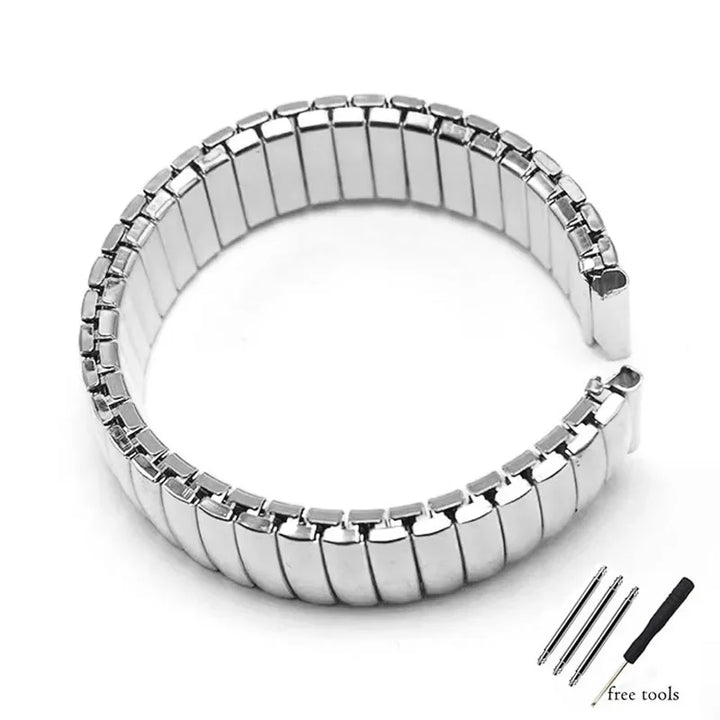 12 14 16 18 20 22mm Stainless Steel Elastic Strap Polished Band Metal Bracelet Watch Accessories for Samsung Watch3/4/5/6