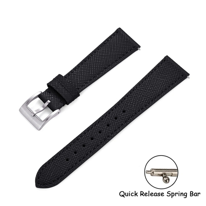 Quick Release Saffiano Leather Watch Strap – 18-24mm Universal