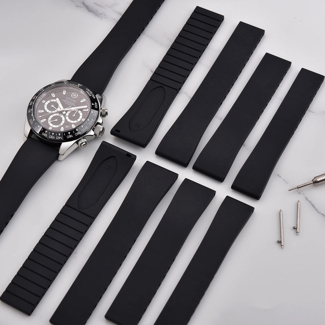 NATOBELT CTS FKM Rubber Watch Band Strap 16mm 18mm 19mm 20mm 21mm 22mm Quick Release Butterfly Cut-to-Size Sweatproof Waterproof