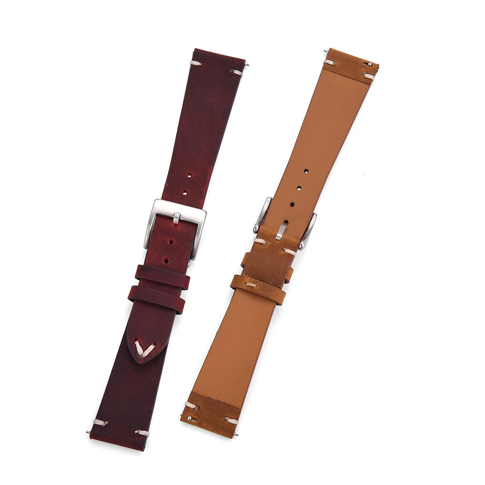 Crazy Horse Vintage Leather Quick-Release Watch Strap (18-22mm)