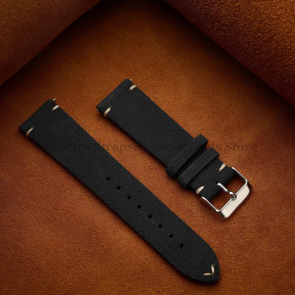 Soft Suede & Calfskin Quick Release Watch Strap for Huawei GT3/GT4 – 14-22mm
