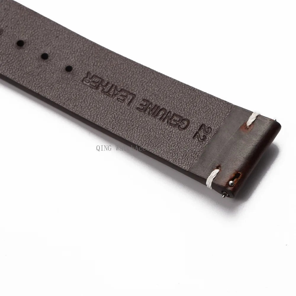 Title: Vintage Oil Wax Leather Watch Band 18–22mm (Quick Release, Unisex)