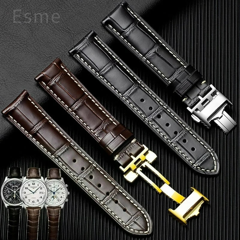 Genuine Cowhide Leather Watch Band 18–22mm for Longines Master &