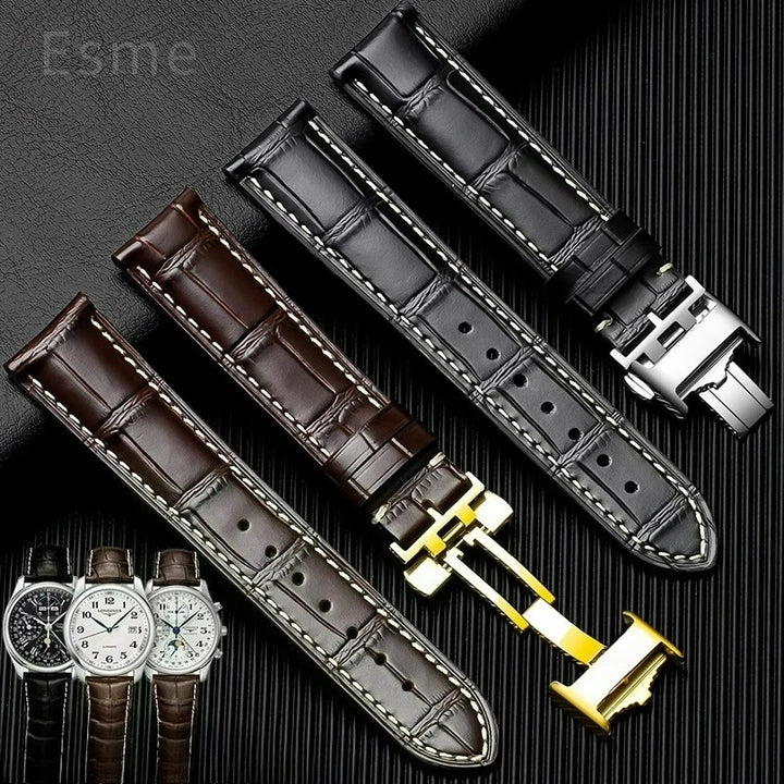 Genuine Cowhide Leather Watch Band 18–22mm for Longines Master &