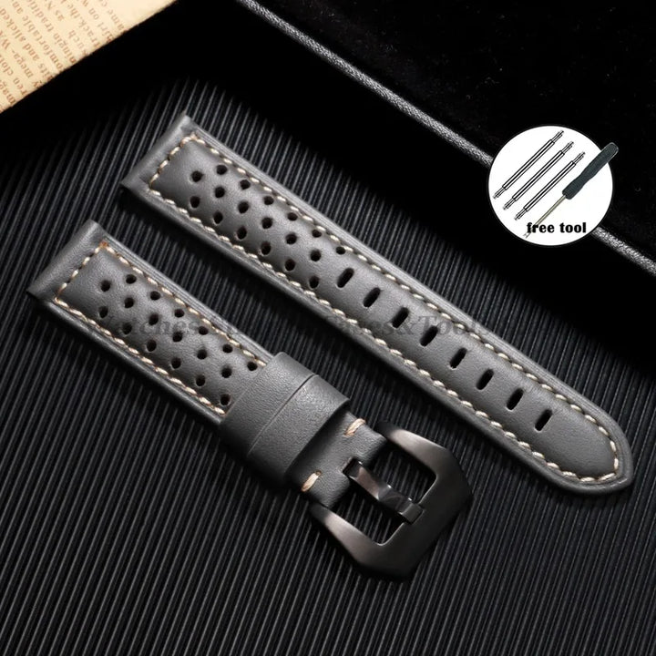 Handmade Cowhide Breathable Leather Watch Band 18mm 20mm 22mm 24mm 26mm for Panerai for Omega Men's Strap Watchband Accessories