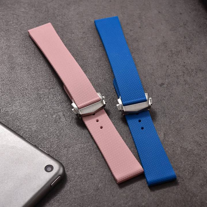 NATOBELT FKM Rubber Black Blue Watch Strap 20mm 22mm Folding Pin Buckle Quick Release Watchband For Omega/Rolex/MoonSwatch/Seiko