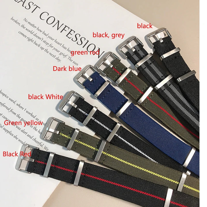 Trendy Nylon Military Watch Strap – 18/20/22mm Elastic French Troops Style