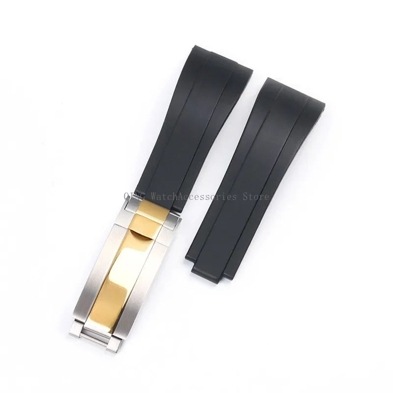 Rubber Silicone Watch Strap for Rolex Oysterflex – 20mm, Folding Buckle