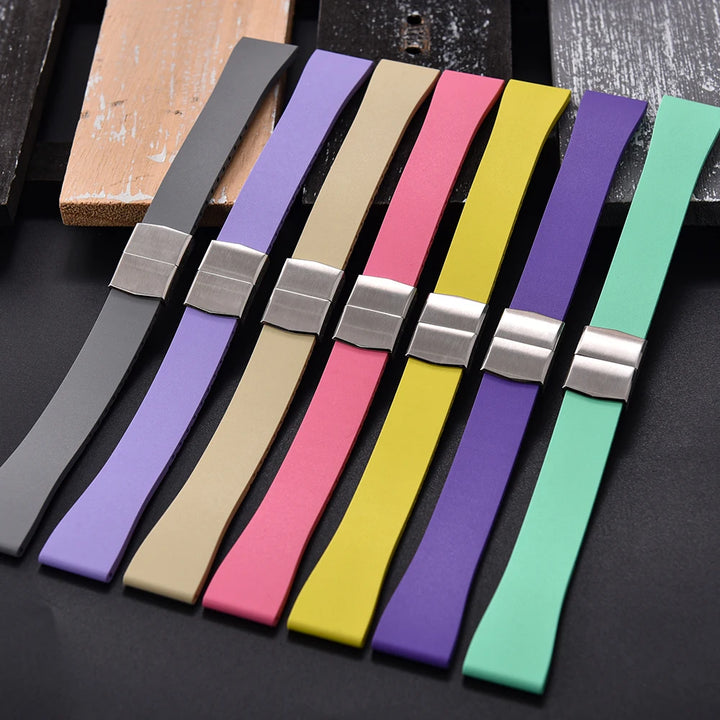 CTS FKM Rubber Watch Strap 16mm 18mm 19mm 20mm 21mm 22mm Quick Release Butterfly Buckle Watch Band CTS Strap For Cut To Size