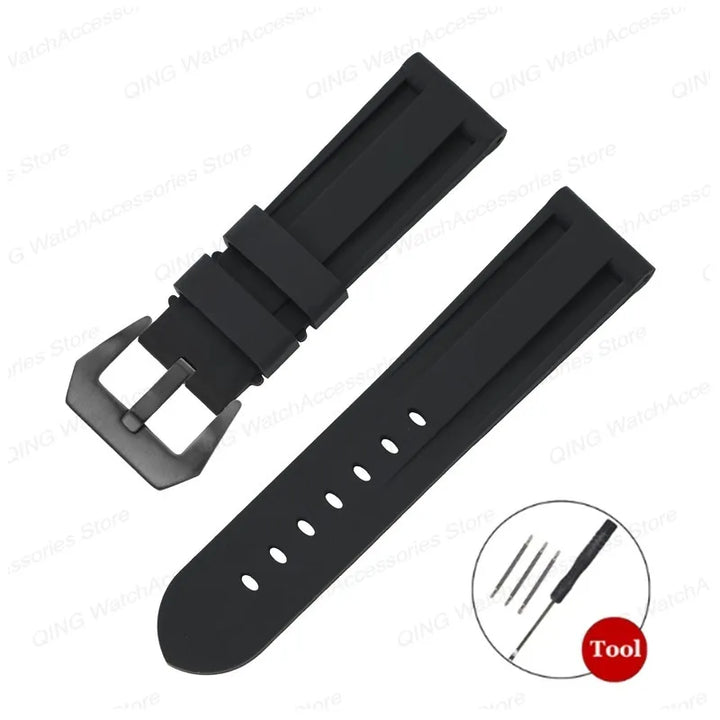 Universal Silicone Rubber Watch Strap – Sport Wristband (20-26mm)