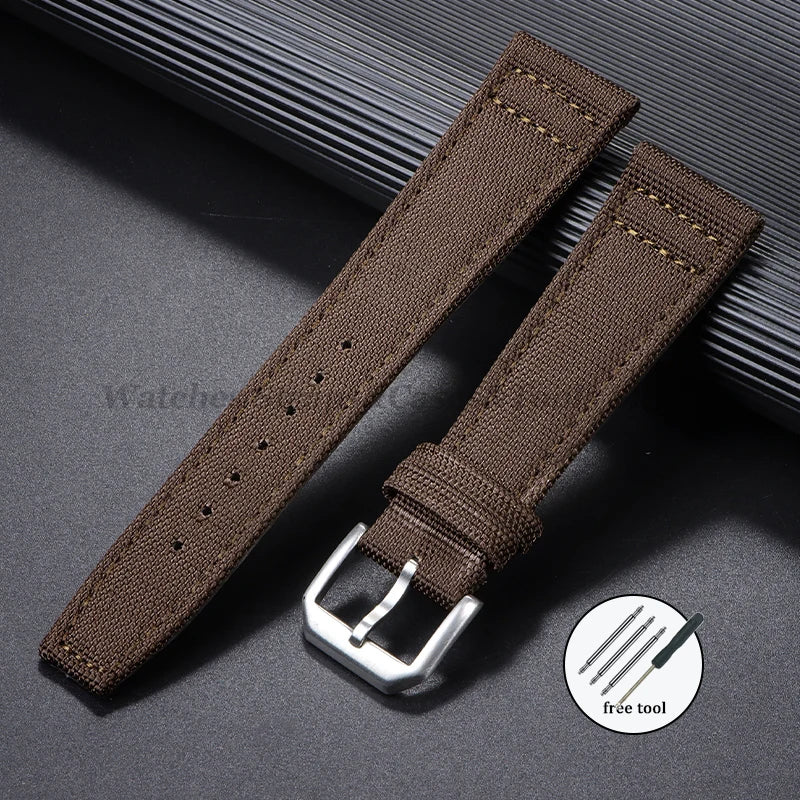 Nylon Canvas Watch Strap for IWC Pilot 20mm 21mm 22mm Strap Waterproof Sport Watch Strap Cowhide Wrist Belt Men's Women Bracelet