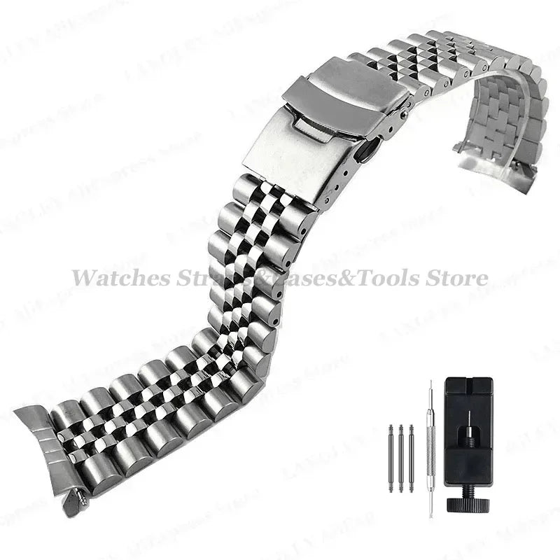 Solid Stainless Steel Watch Strap 18–22mm for Seiko, Jubilee & Oyster
