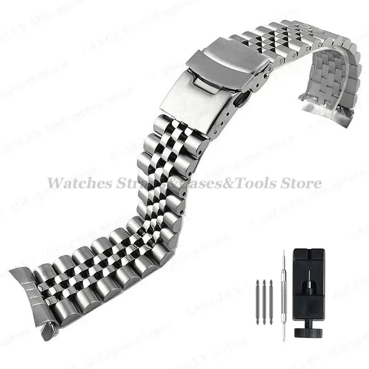 Solid Stainless Steel Watch Strap 18–22mm for Seiko, Jubilee & Oyster