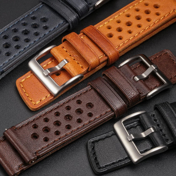 Hemsut Cowhide Watch Band Quick Release Soft Breathable Italian Genuine Leather Straps 18 20 22 24mm