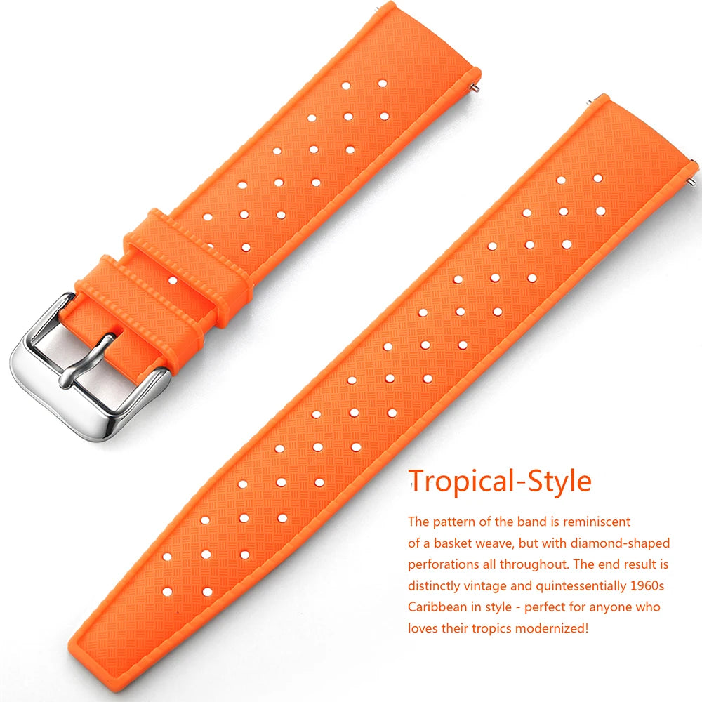 Tropical Silicone Watch Band 18–22mm (Quick Release)