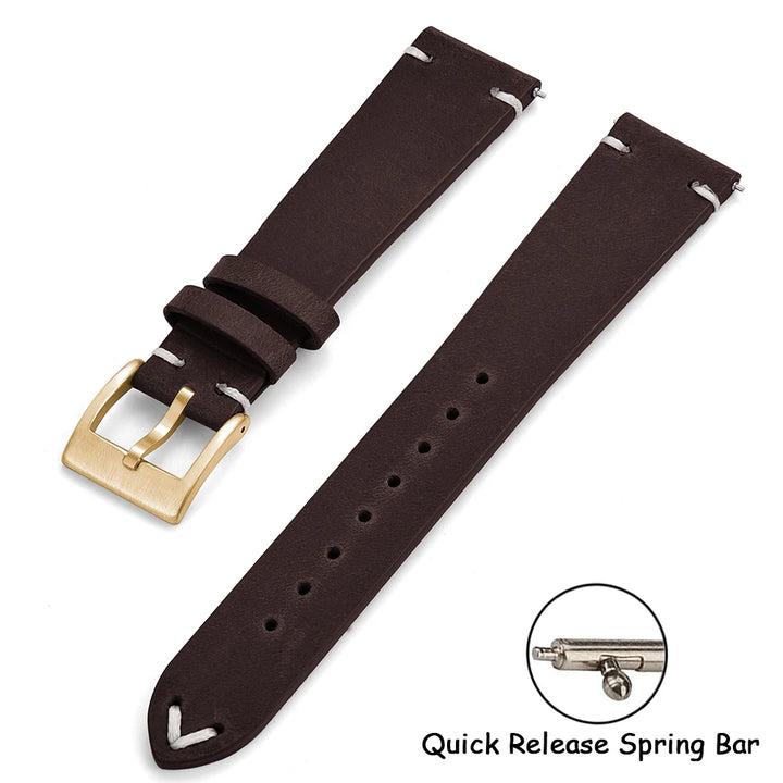 Crazy Horse Vintage Leather Quick-Release Watch Strap (18-22mm)