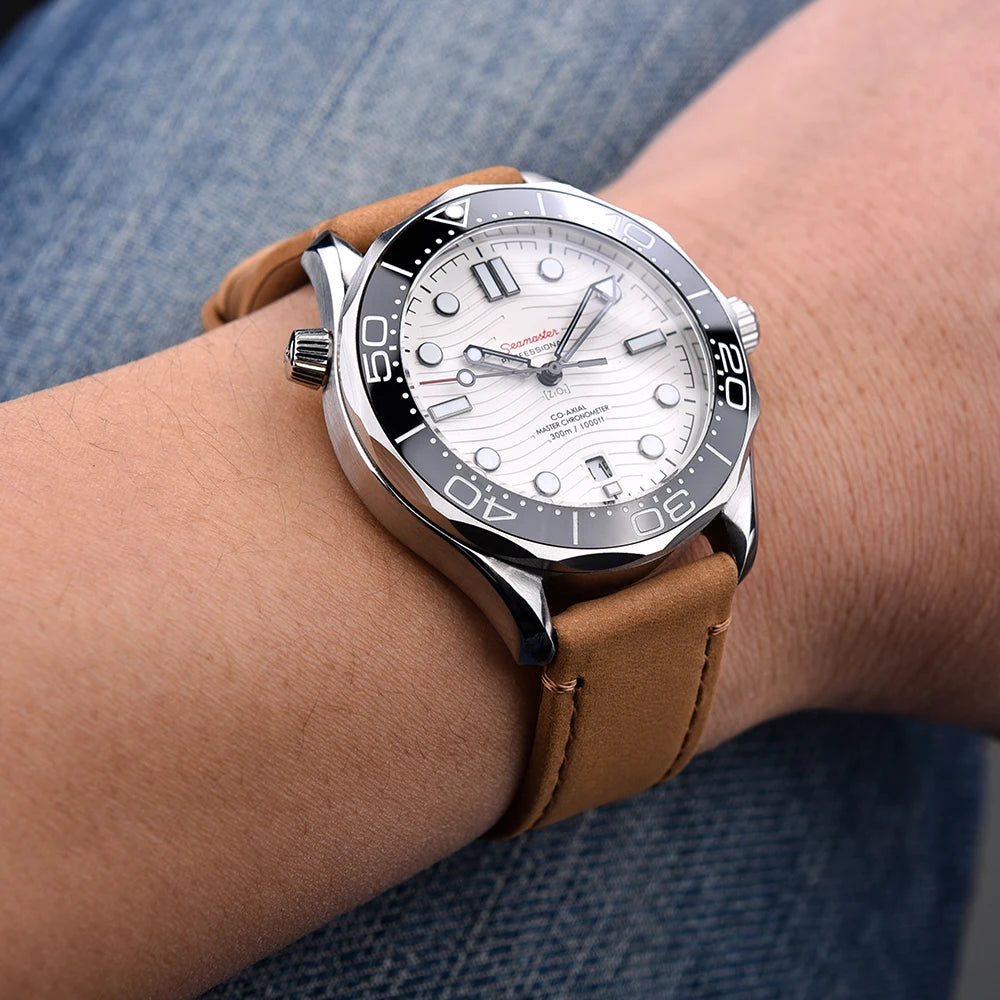 JUELONG Premium Leather Watch Strap 20mm 22mm With Quick Release Watch Bands Black Silver Buckle For Men's Watches Accessories