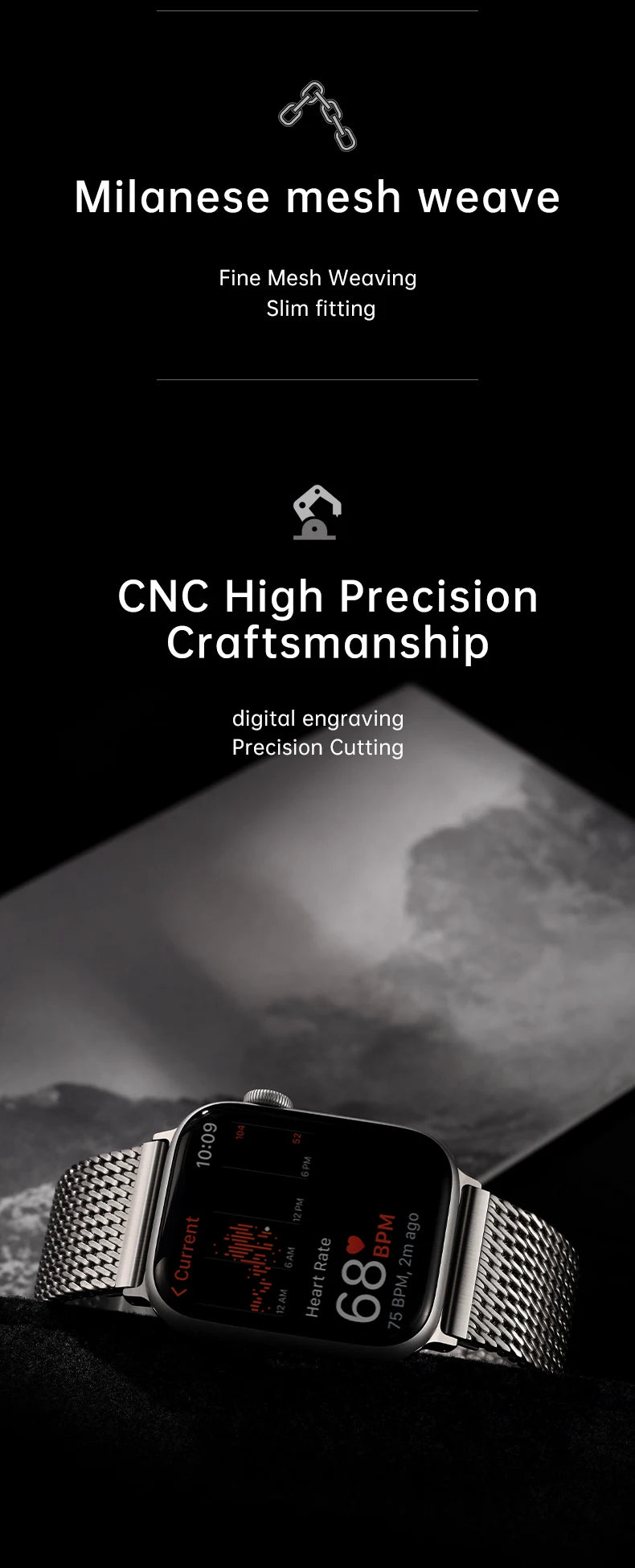 Maikes Milanese Mesh Apple Watch Ultra 2 Band 49mm, 316L Stainless Steel Watch Strap, For Apple Watch Bracelet Accessories