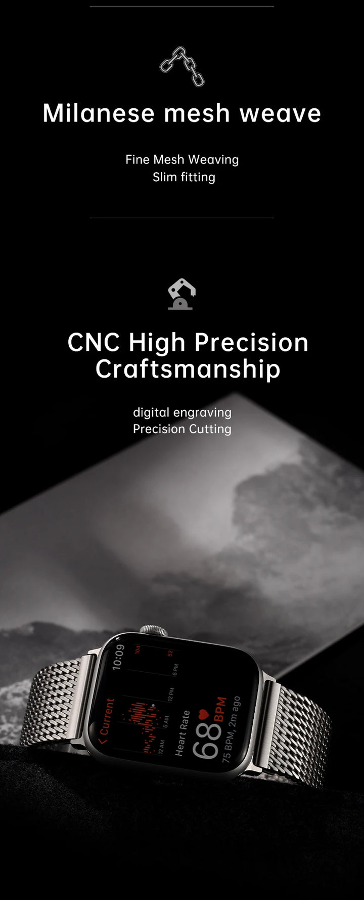 Maikes Milanese Mesh Apple Watch Ultra 2 Band 49mm, 316L Stainless Steel Watch Strap, For Apple Watch Bracelet Accessories