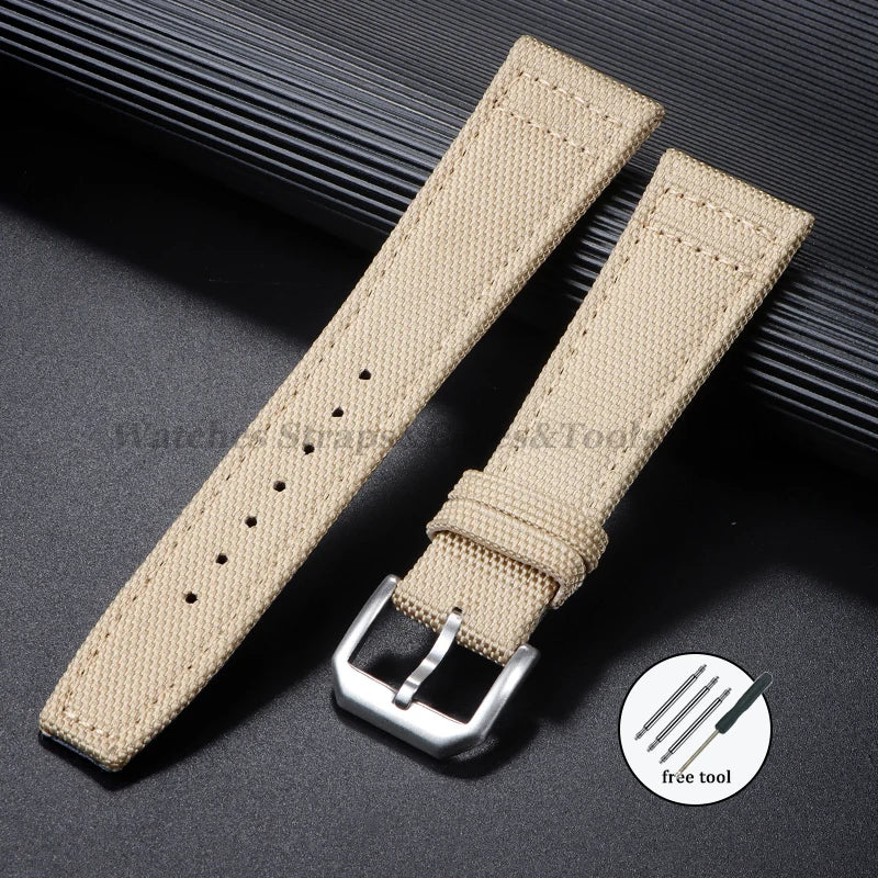 Nylon Canvas Watch Strap for IWC Pilot 20mm 21mm 22mm Strap Waterproof Sport Watch Strap Cowhide Wrist Belt Men's Women Bracelet