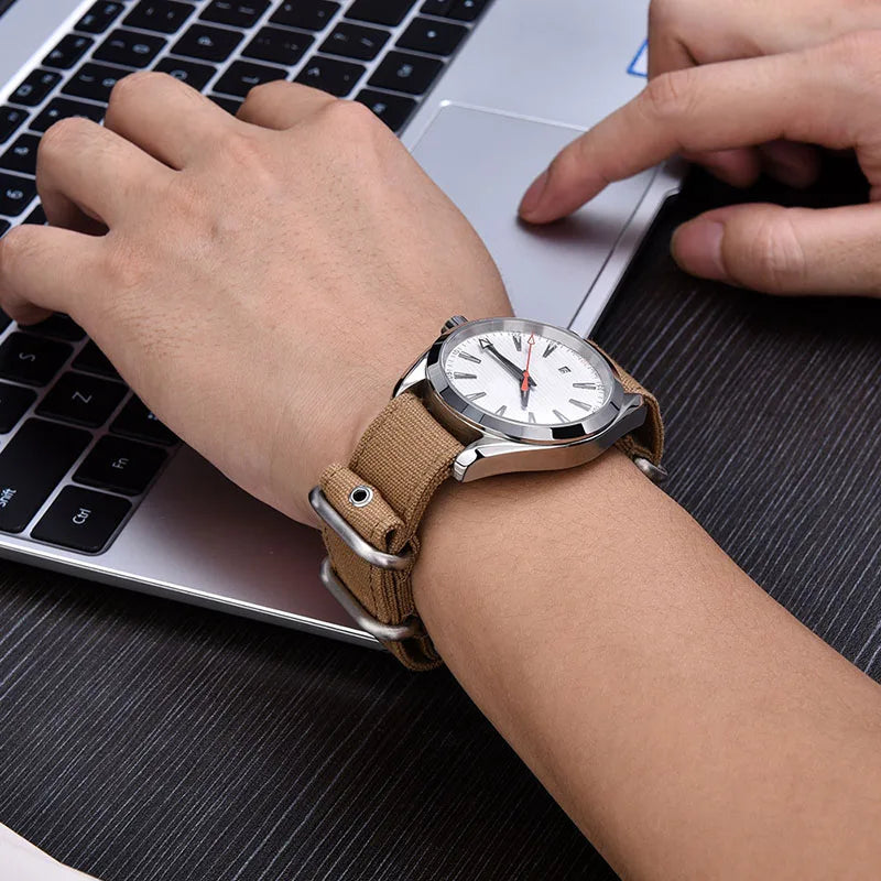 Nylon Canvas Watch Strap with Ring Buckle (18/20/22mm)