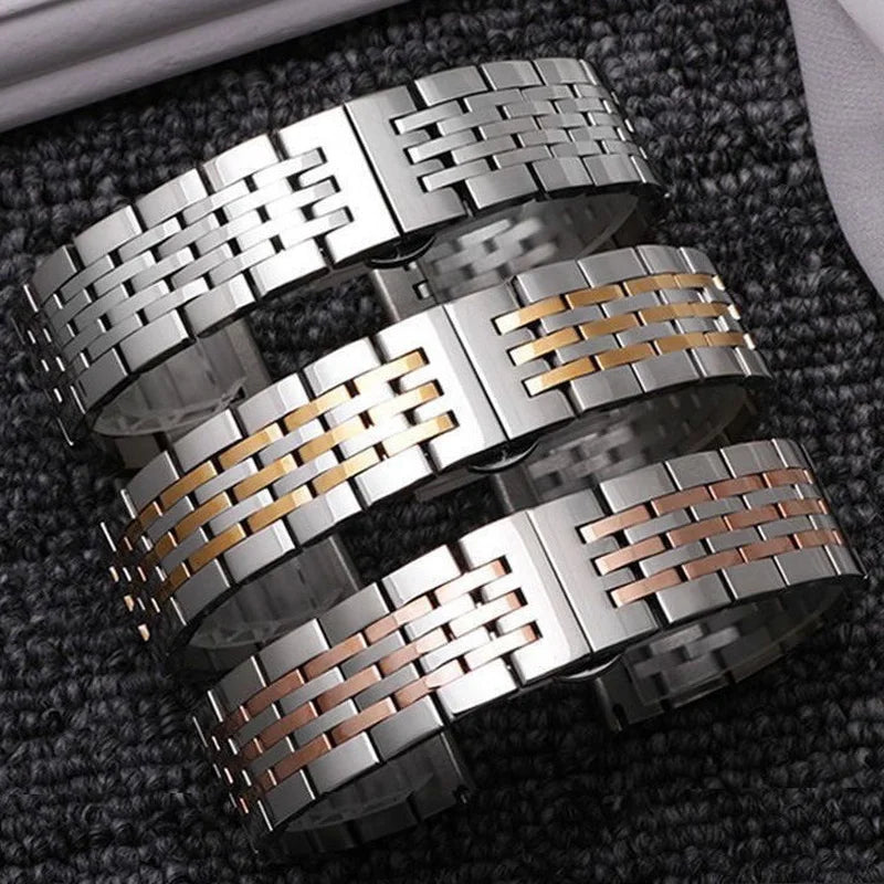 Solid Stainless Steel Watch Band 16–24mm with Butterfly Buckle for TISSOT,