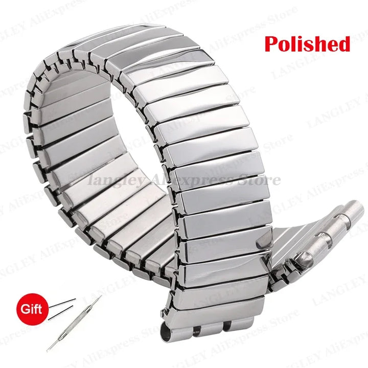 Elastic Metal Stretch Watch Band for Swatch – 17/20mm Stainless Steel