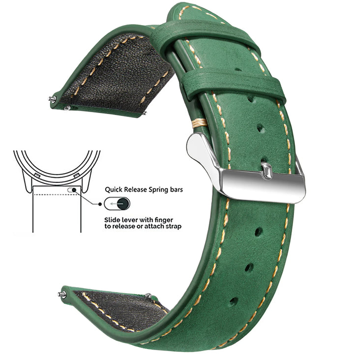 Wax Vintage Leather Watch Strap 14–24mm