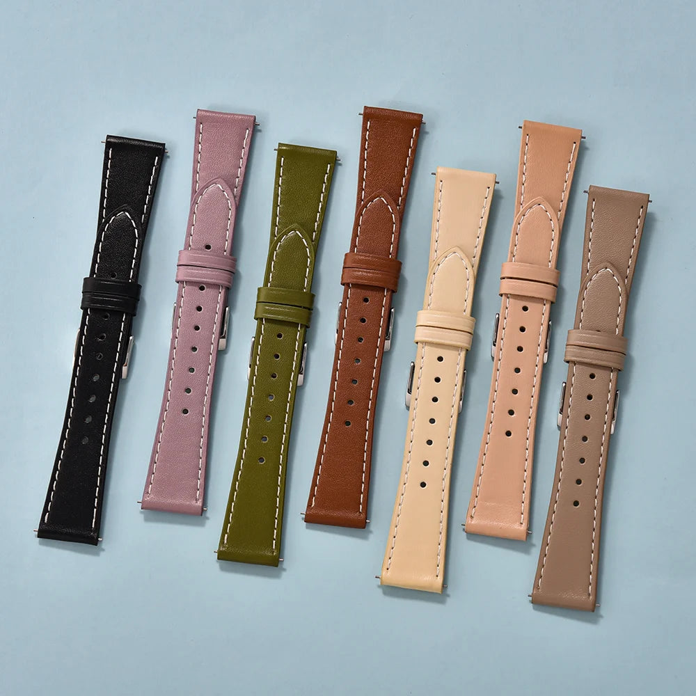 Ultra-Thin Quick Release Leather Watch Strap (20-22mm)