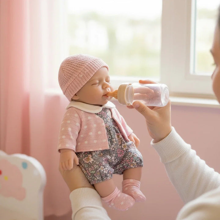 NPK 12inch Lifelike Reborn Doll Loulou Awake Flexible Elastic Platinum Silicone Soft Mouth Openable Super Solid