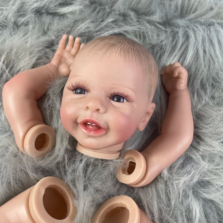 17″ Finished Painted Blossom Reborn Doll Kit – 3D Skin, Visible Veins with Eyelashes & Cloth Body