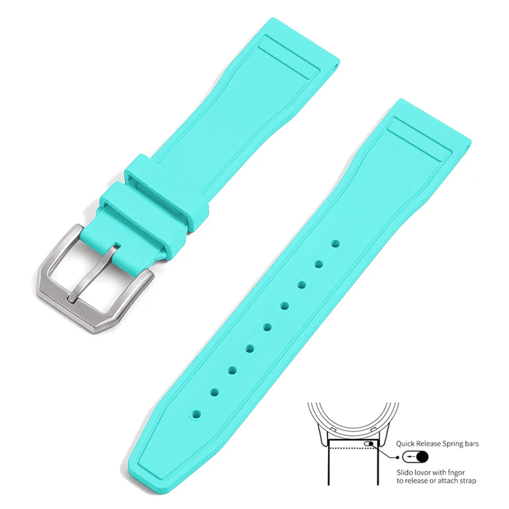 Premium Grade Fluororubber FKM 20mm 21mm 22mm Watch Strap Diving Waterproof Quick Release Watchbands