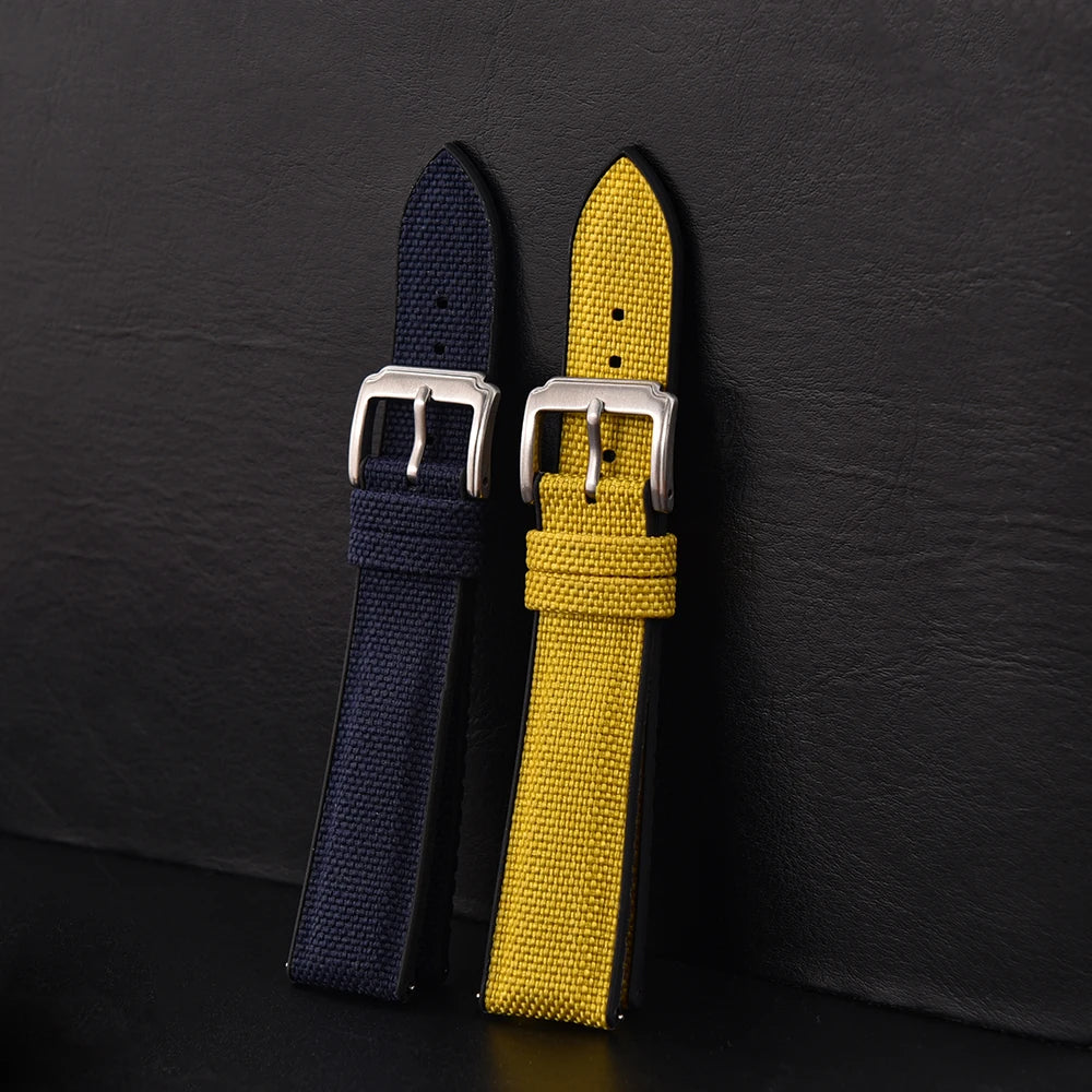 High Quality Rubber Sailcloth Strap 18mm 19mm 20mm 21mm 22mm Canvas Nylon Quick Release WatchBand Perfect Fit Flat End Universal