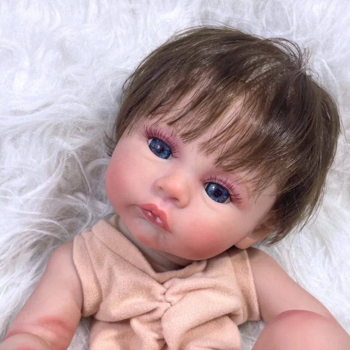 17″ Meadow Painted Reborn Doll Kit – 3D Skin, Rooted Hair & Cloth Body