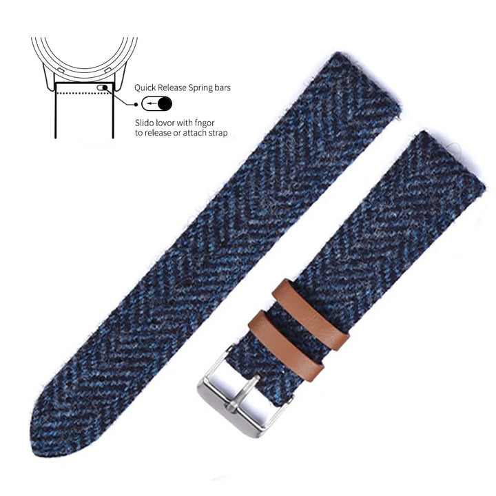 NATOBELT Wool Weave Leather Strap – Quick Release, 18–22mm