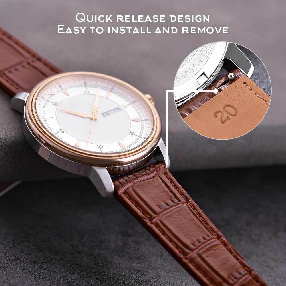 16/18/19/20/21/22mm Quality Leather Watch Bands Slub Pattern Leather Strap Universal Watchbands Accessories for Men Women Bands