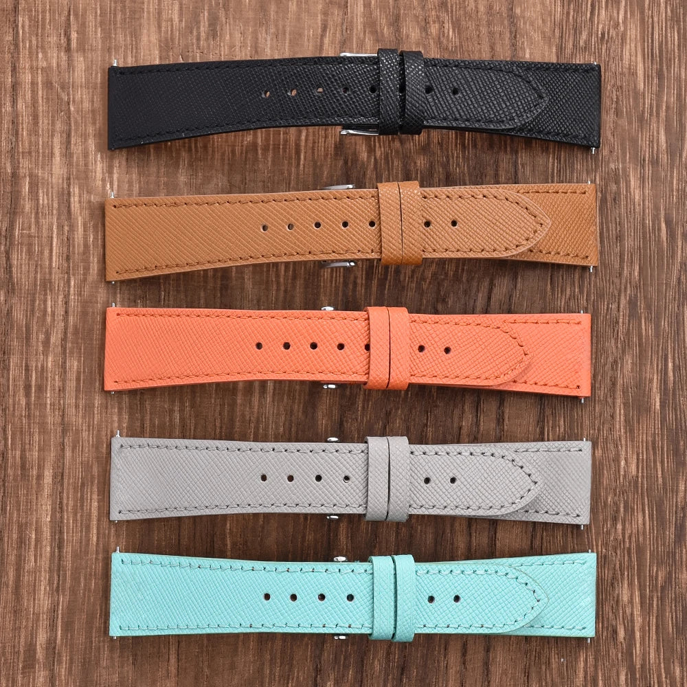 Quick Release Saffiano Leather Watch Strap – 18-24mm Universal