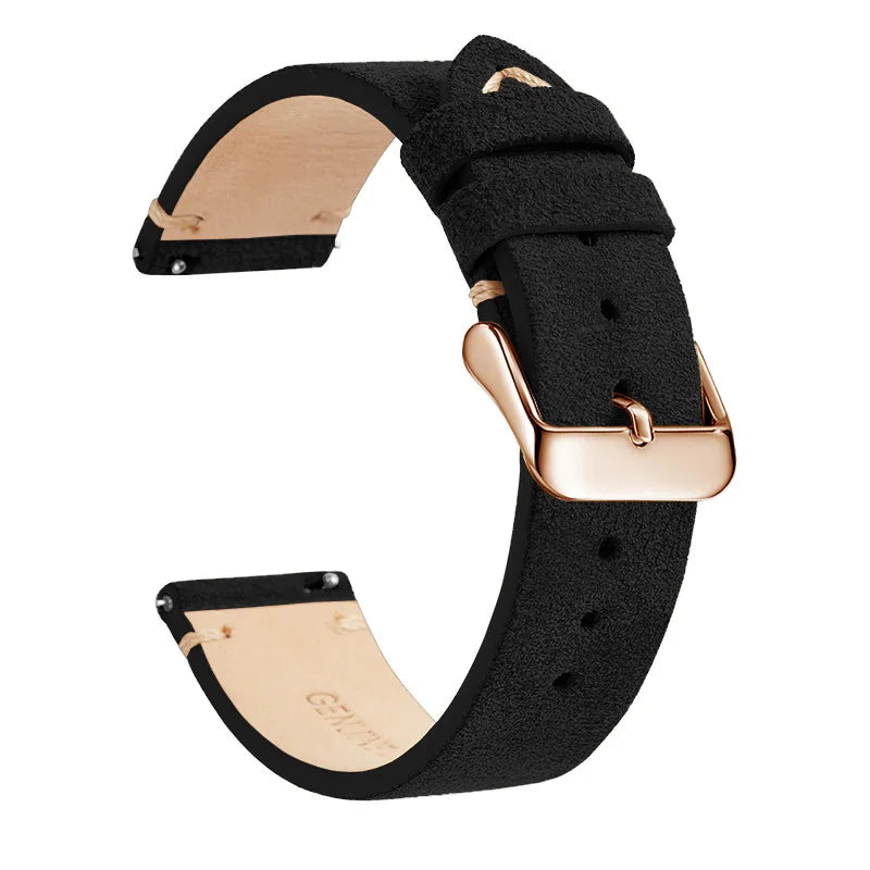 Genuine Leather Quick-Release Watch Strap 14–22mm