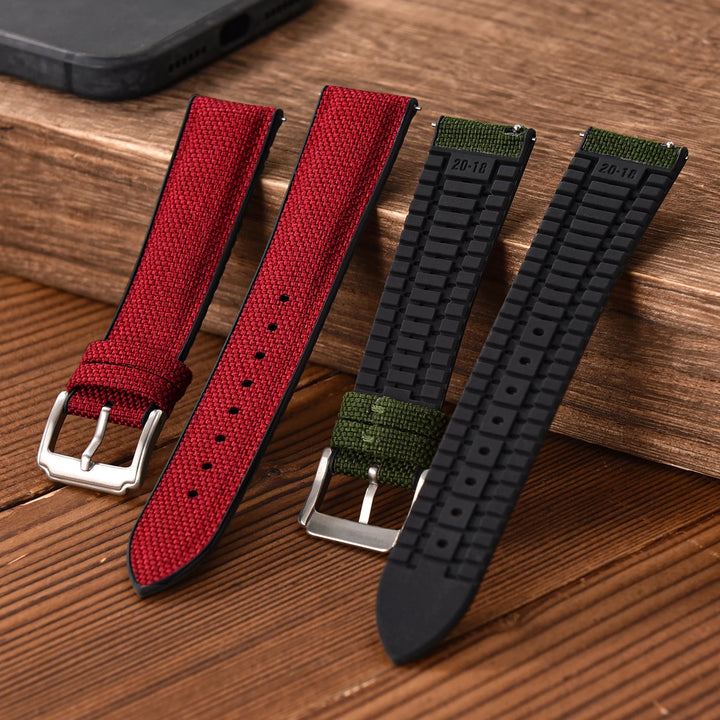 Quality Sailcloth Watch Strap18/19/ 20/21/22mm Silicone Rubber Watchband Nylon Qucik Release Fabric Bracelet Universal Wristbelt
